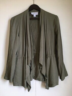 Carolina Belle Olive Green Waterfall Utility Tencel Jacket - Size Medium